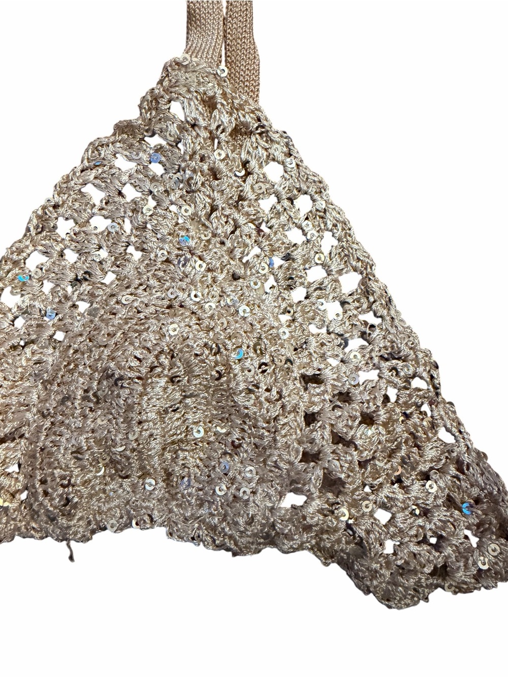 Beach Riot Gold Sequin Crochet Triangle Bikini Top Small/Extra Small - Picture 3 of 7